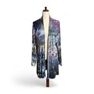 Dyetology One of a Kind Hand Dyed Tie-Dye Open Front Lightweight Cardigan XL